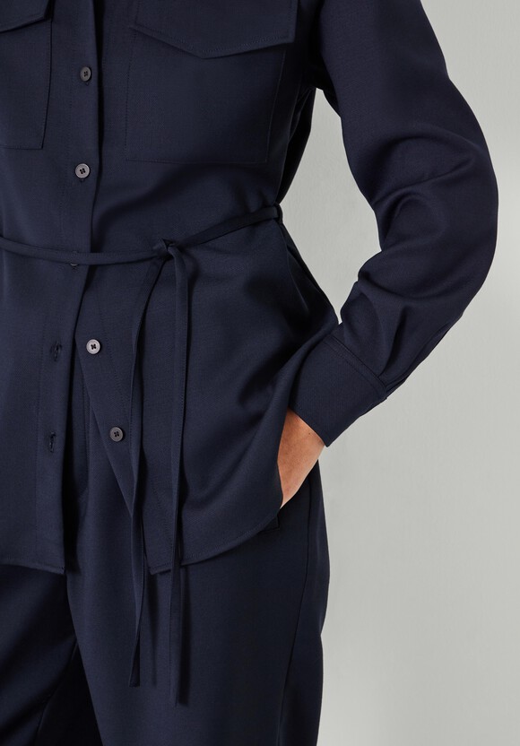 Tie belt long winter wool coat women 4689