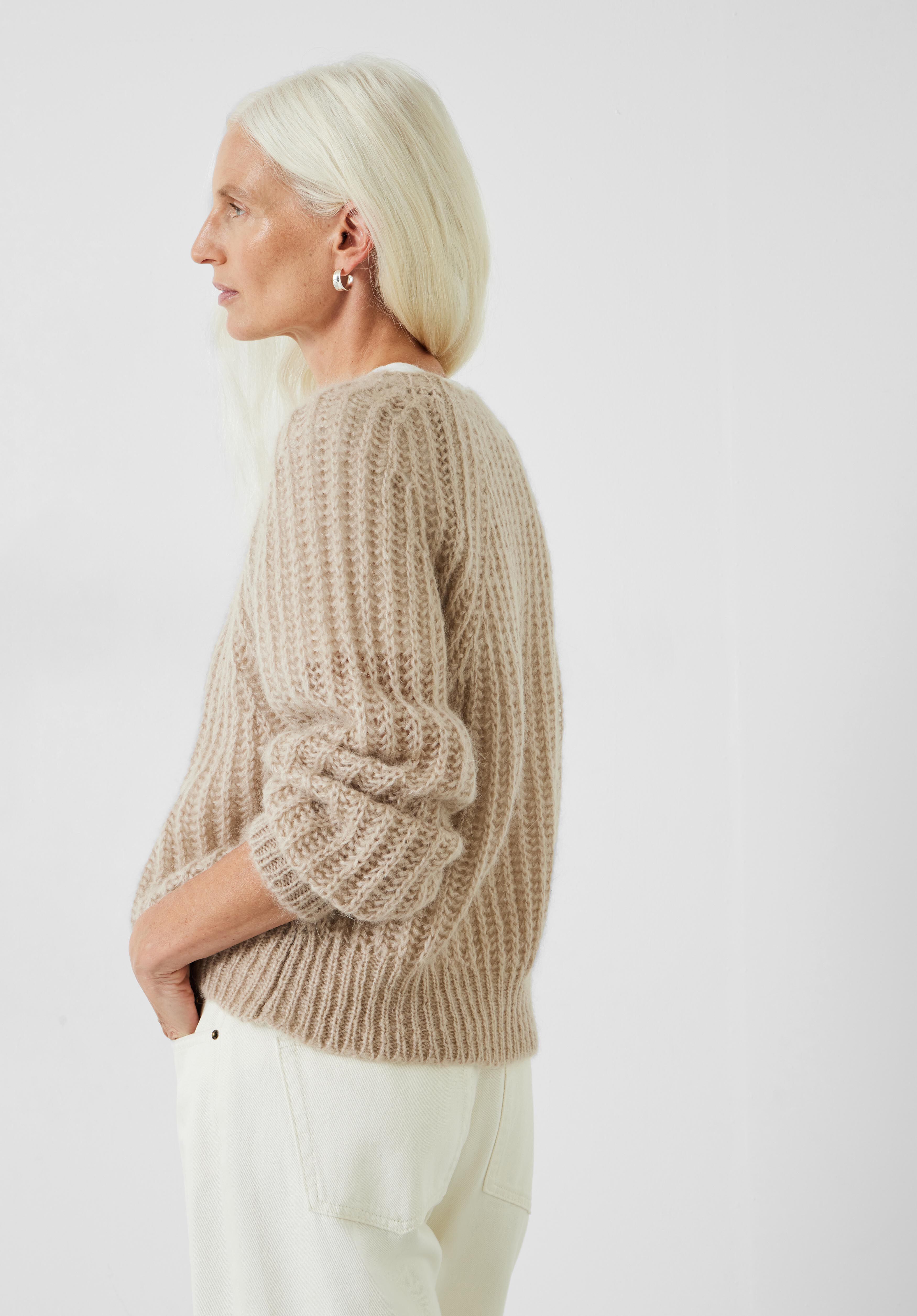 Fluffy cream sweater sales