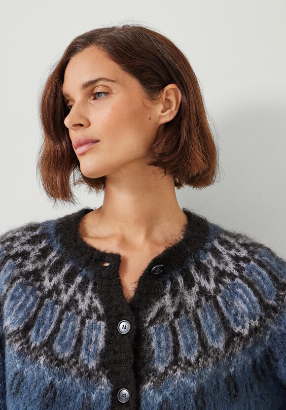 Chloe Brushed Fairisle Cropped Cardigan
