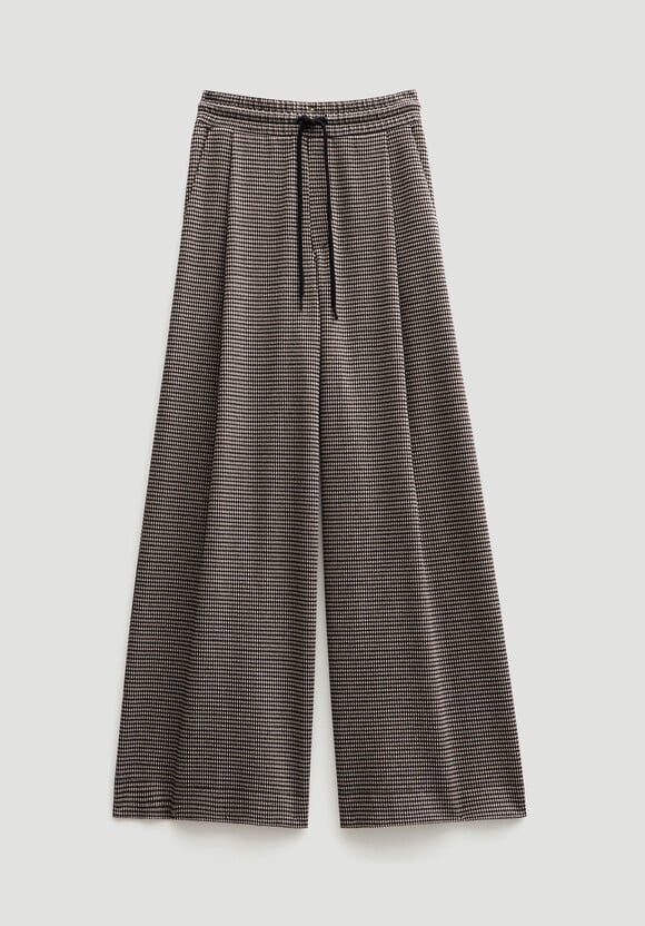 Check Wide Leg Jersey Trousers