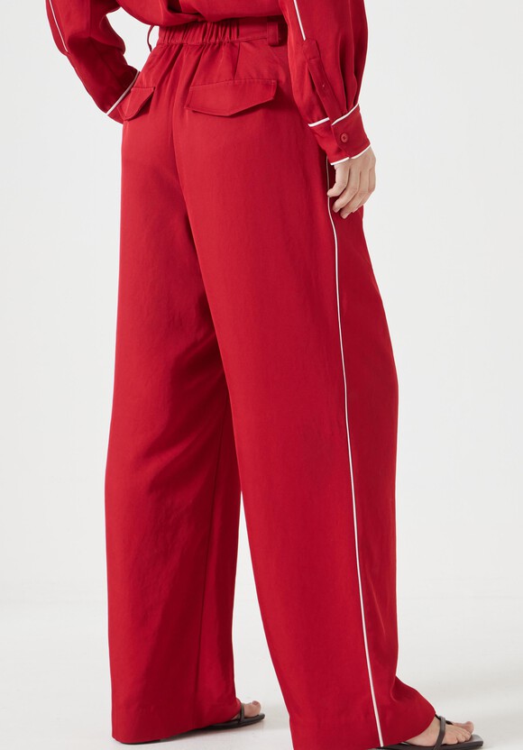 Carys Piping Detail Wide Leg Trousers