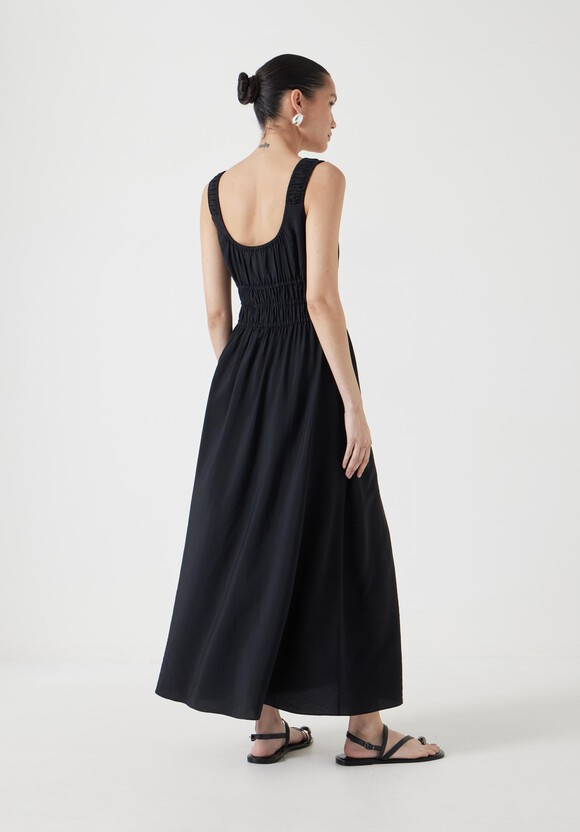 Air Flow Gathered Straps Midi Dress