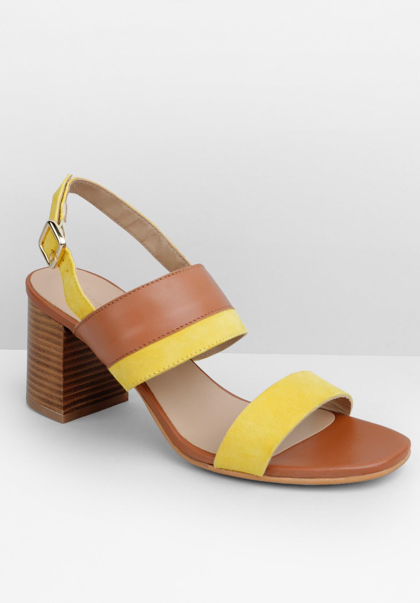 Fairford Blocks Heels Yellow and Tan Heeled Sandals Tan Yellow hush