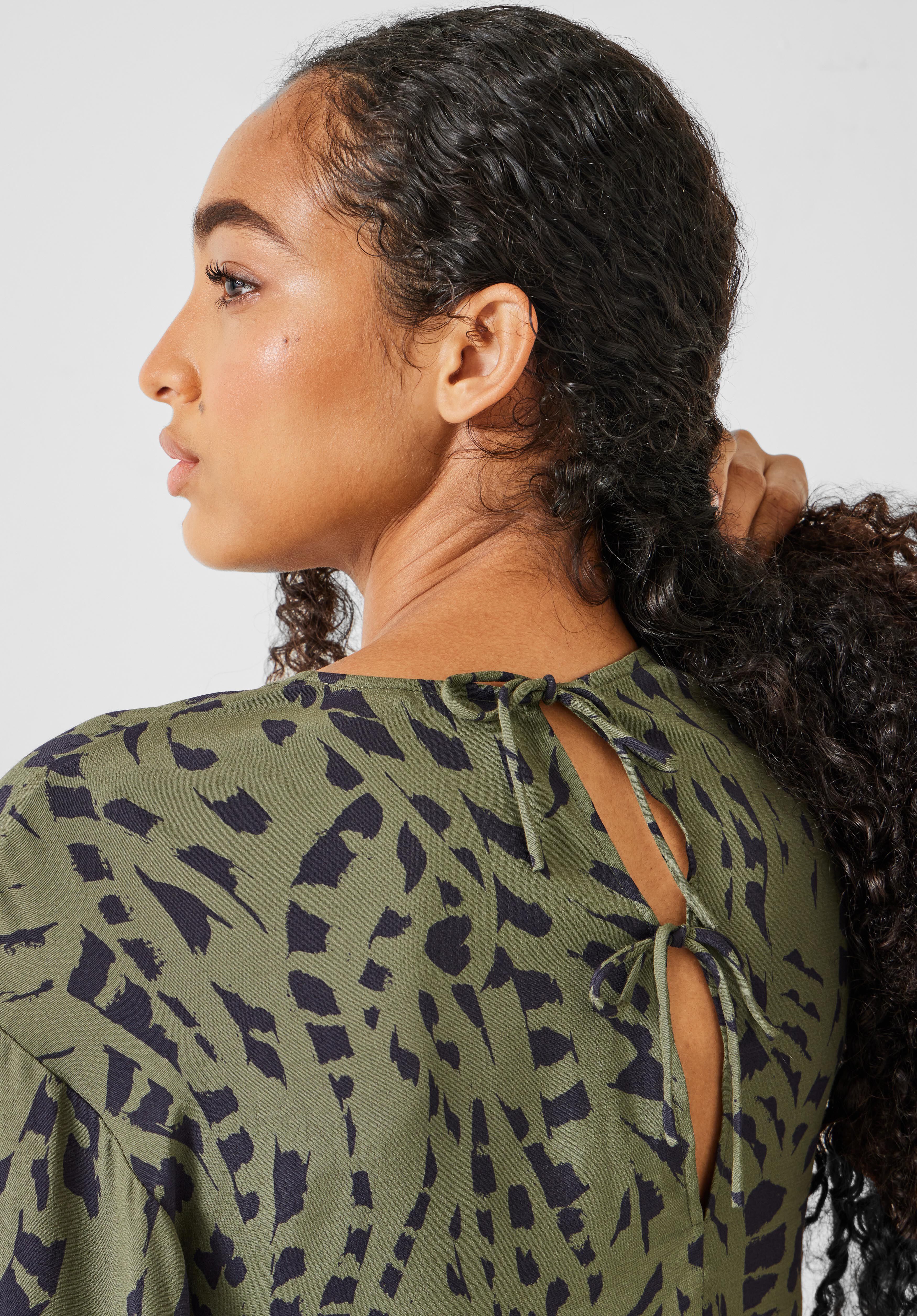 Sofia Oversized Draped Blouse | Khaki Mark | hush