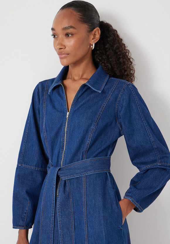 Denim Long Sleeve Midi Dress