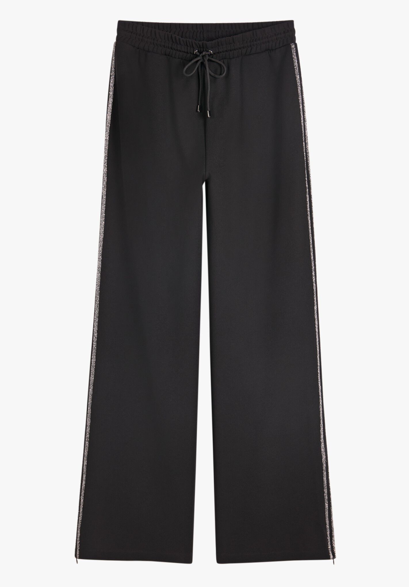 Black trousers with glitter stripe top