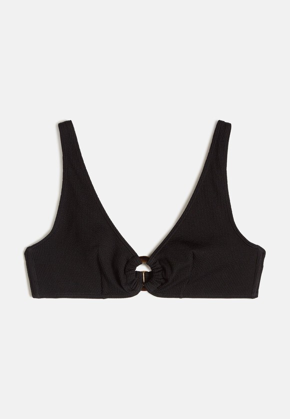 Crinkle Ribbed Ring Bikini Top
