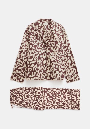 Angelina Cotton Satin Animal Print Pyjamas