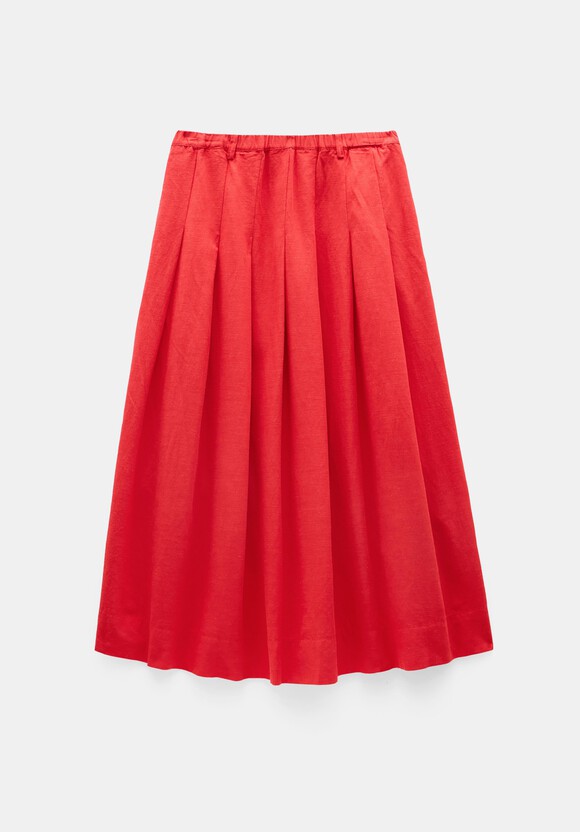 Ivy Pleated Linen Blend Midi Skirt