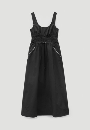 Technical Gathered Midi Dress
