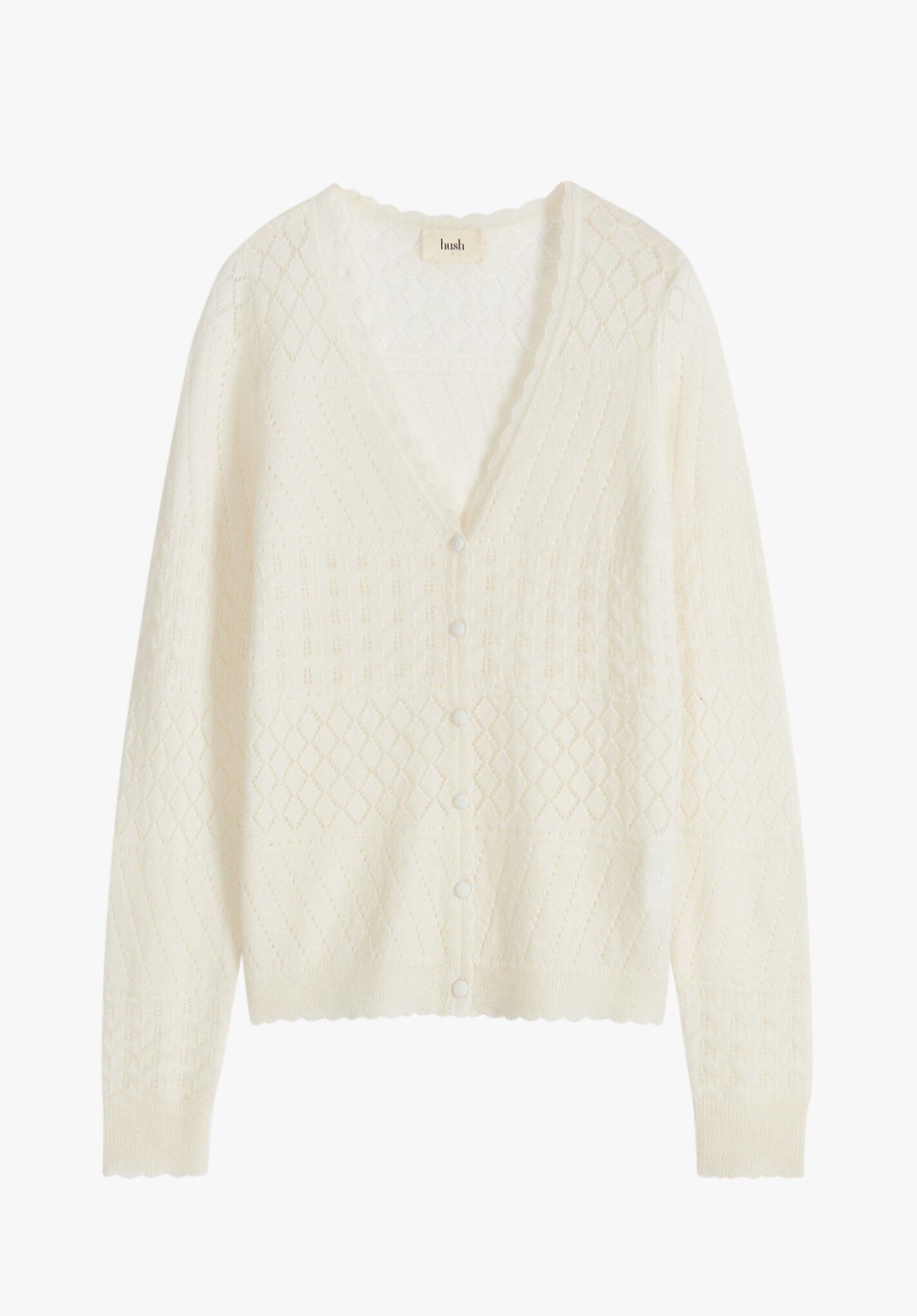 Cable and gauge scalloped cardigan outlet