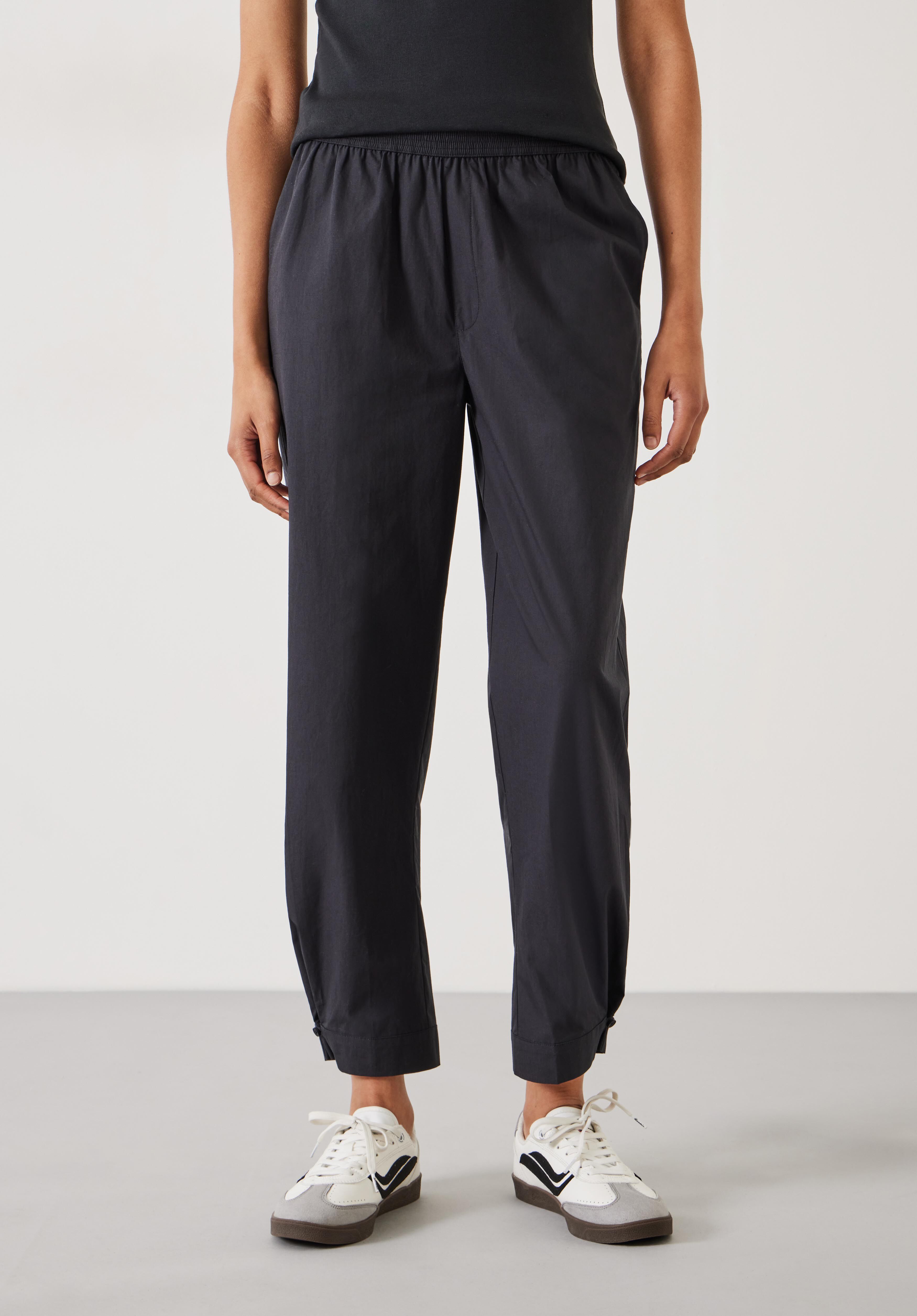 Cotton Poplin Easy Trousers | Black | hush