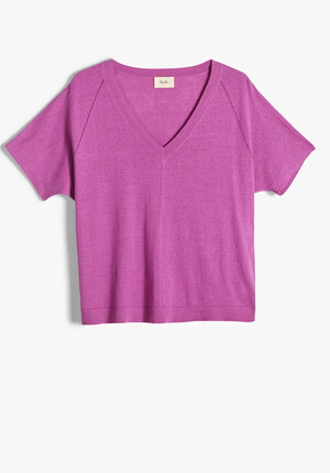 Eva Linen Blend Knitted T-Shirt