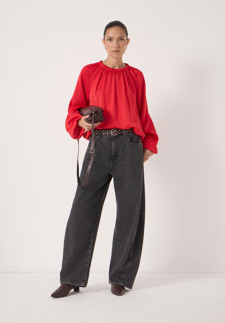 Satin Bubble Hem Top