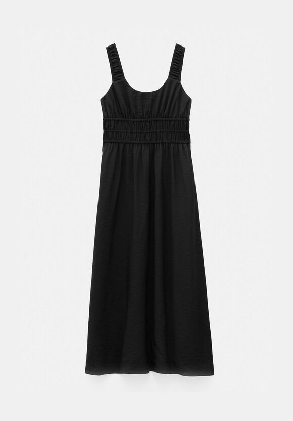 Air Flow Gathered Straps Midi Dress