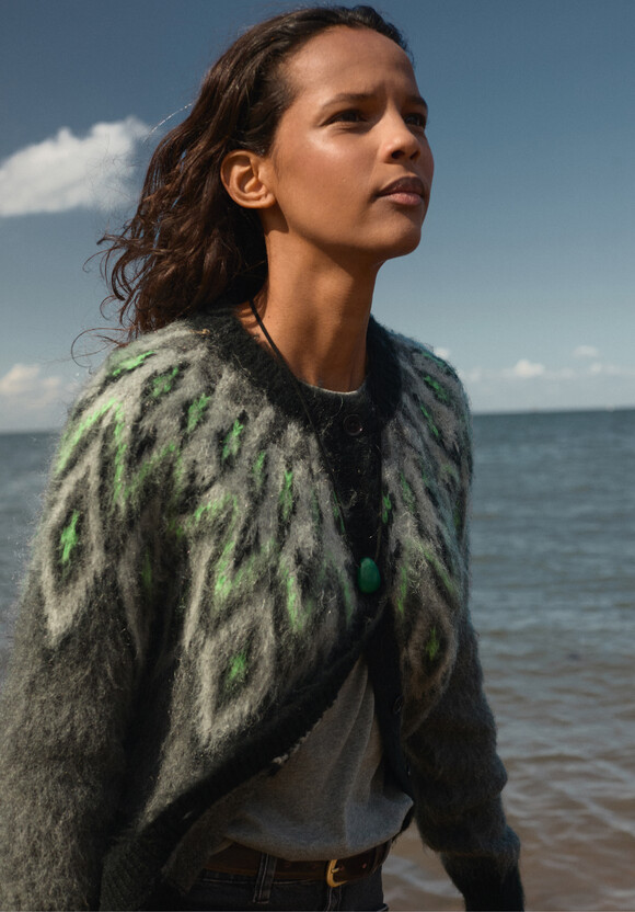 Brushed Fairisle Cardigan with Mohair