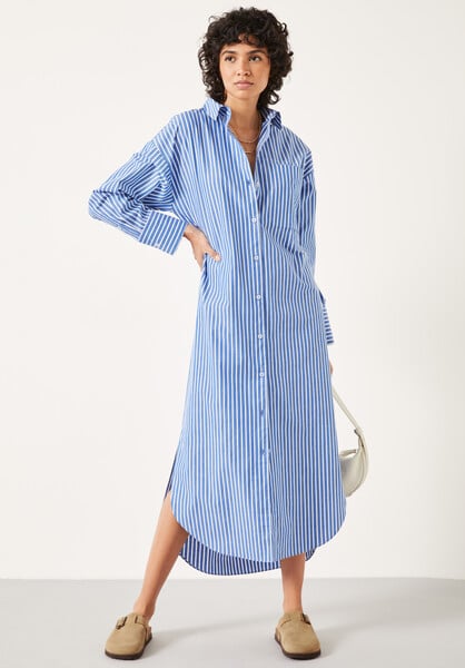 Sahra Maxi Shirt Dress | Blue/White Stripe | hush