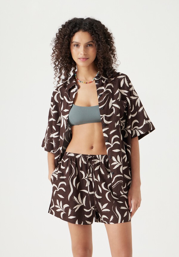 Printed Linen Blend Shirt