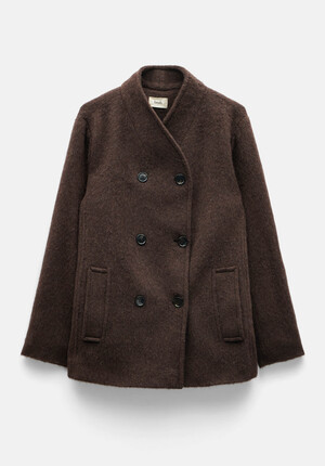 Funnel Neck Wool Coat