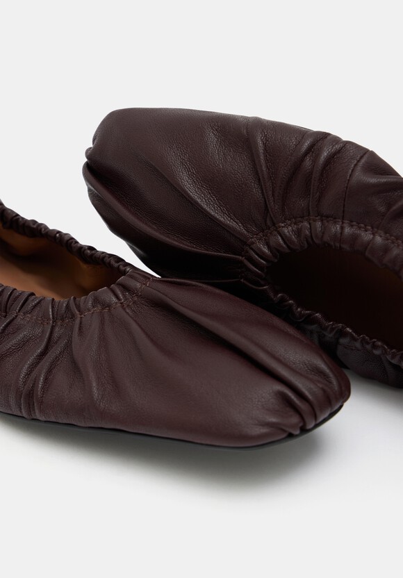 Ruby Ruched Leather Ballet Flats