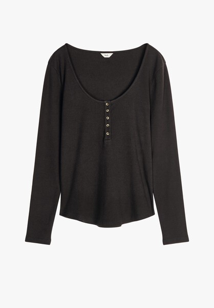 Long Sleeve Ribbed Henley T-Shirt