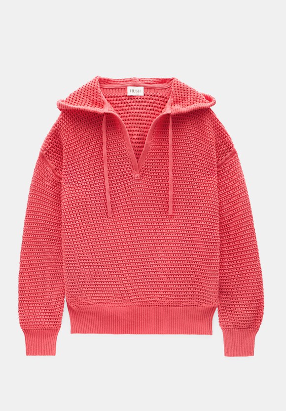 Open Stitch V Neck Hoodie