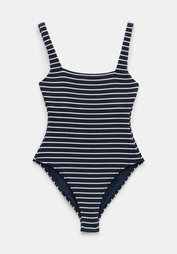 Lola Stripe Scoop Swimsuit | Navy/White Stripe | hush