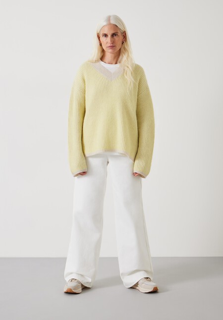 Arlowe Oversized Wool Blend V Neck Jumper