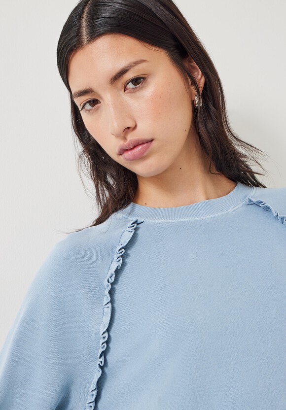 Amayah Cotton Ruffle Detail Sweatshirt