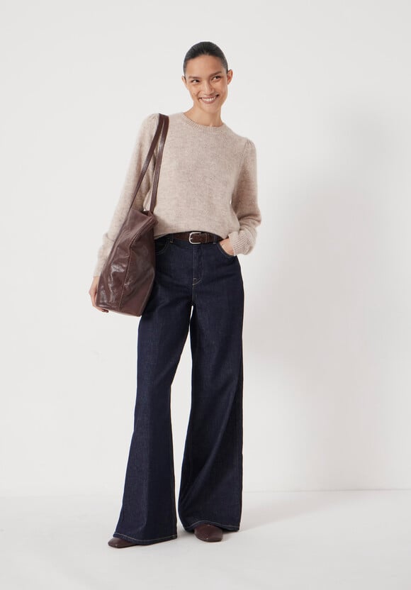 Gathered Shoulder Wool Blend Jumper