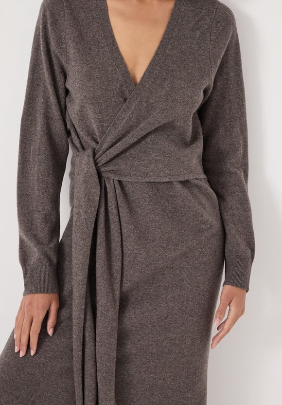 Merino V-Neck Tie Detail Dress