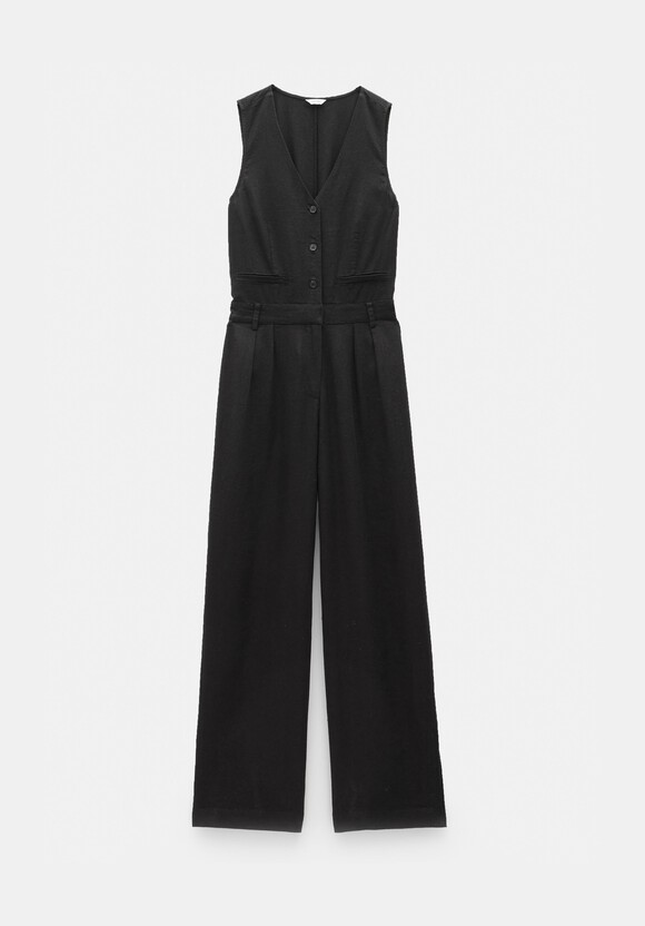 Linen Blend Waistcoat Jumpsuit