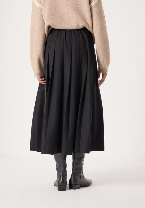 Ivy Pleated Wool-Blend Midi Skirt