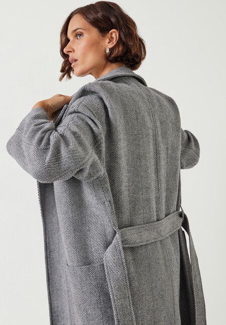 Kaitlin Wool Blend Herringbone Coat