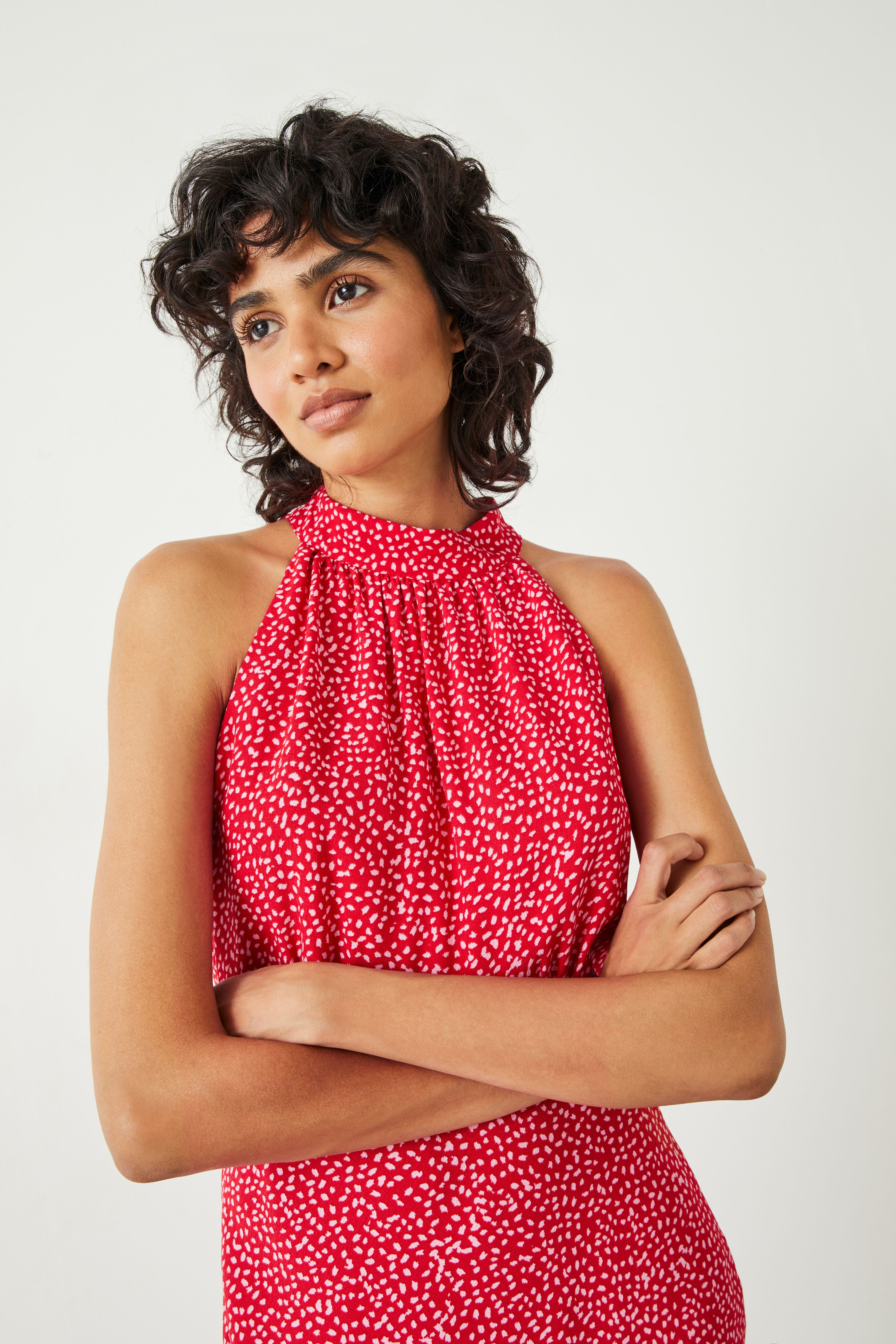 Eliza Halter Midi Dress | Mini Mark Red | hush
