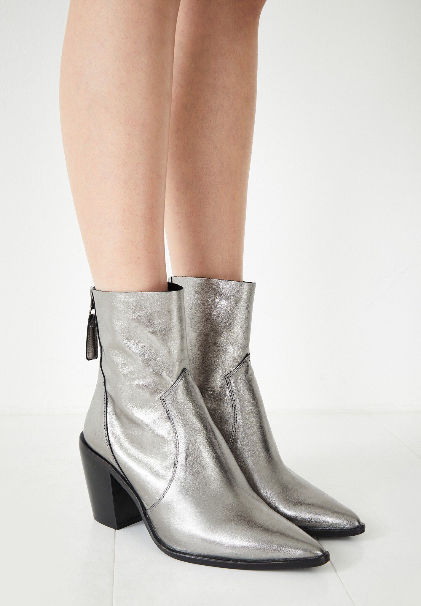 Silver ankle boots on sale