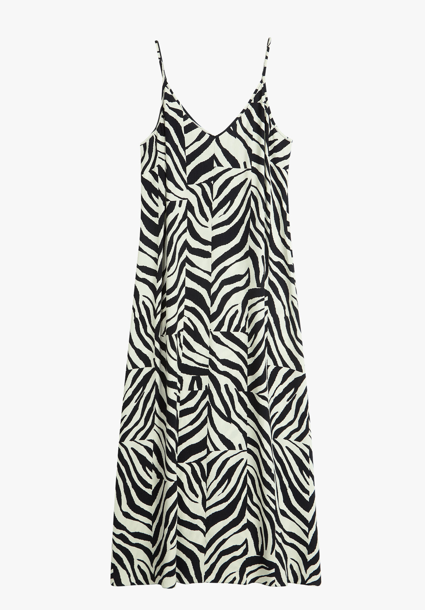 Eloise Slip Midi Dress | Patchwork Zebra Black | hush