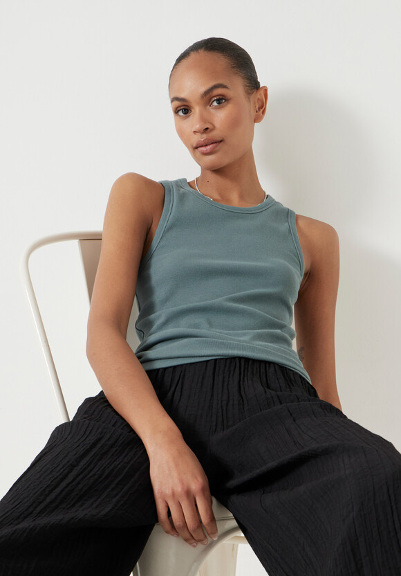 Crinkle Wide Leg Cropped Trousers