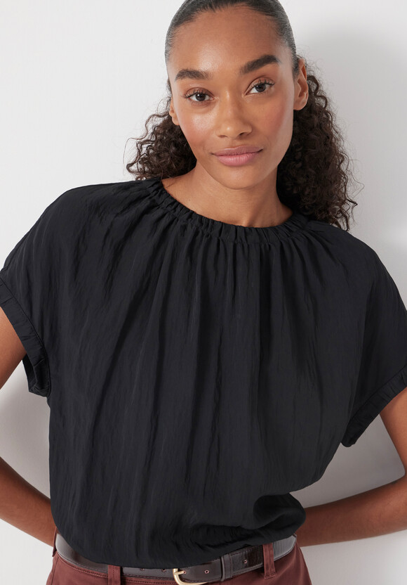 Gathered Crew Neck Short Sleeve Top