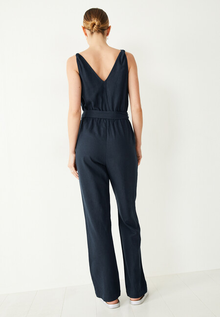 Kara Linen Wrap Jumpsuit