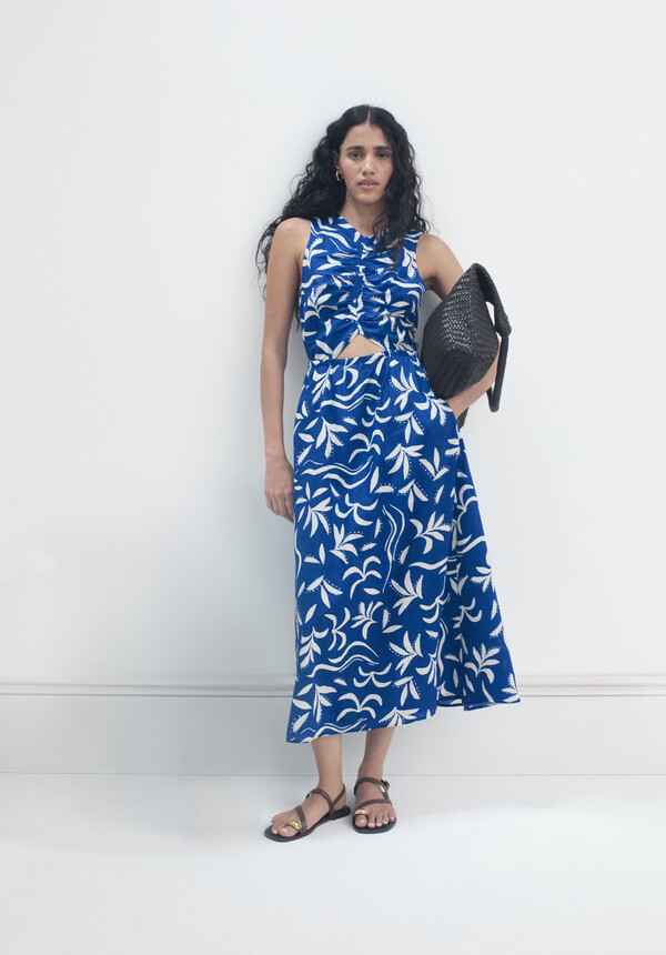 Front Gathered Cotton Dress