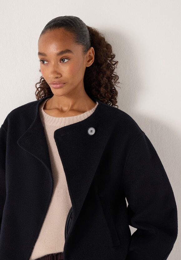 Pure Wool Double Faced Collarless Jacket