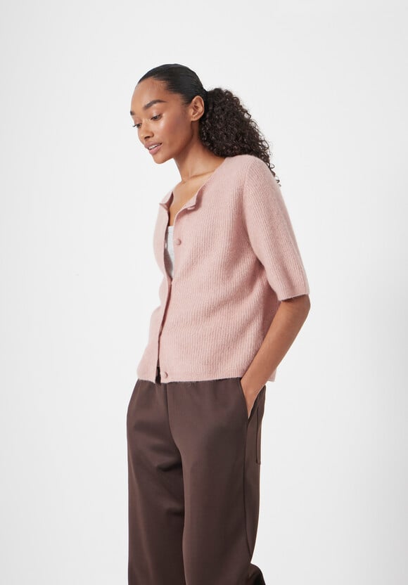 Short Sleeve Ribbed Cardigan
