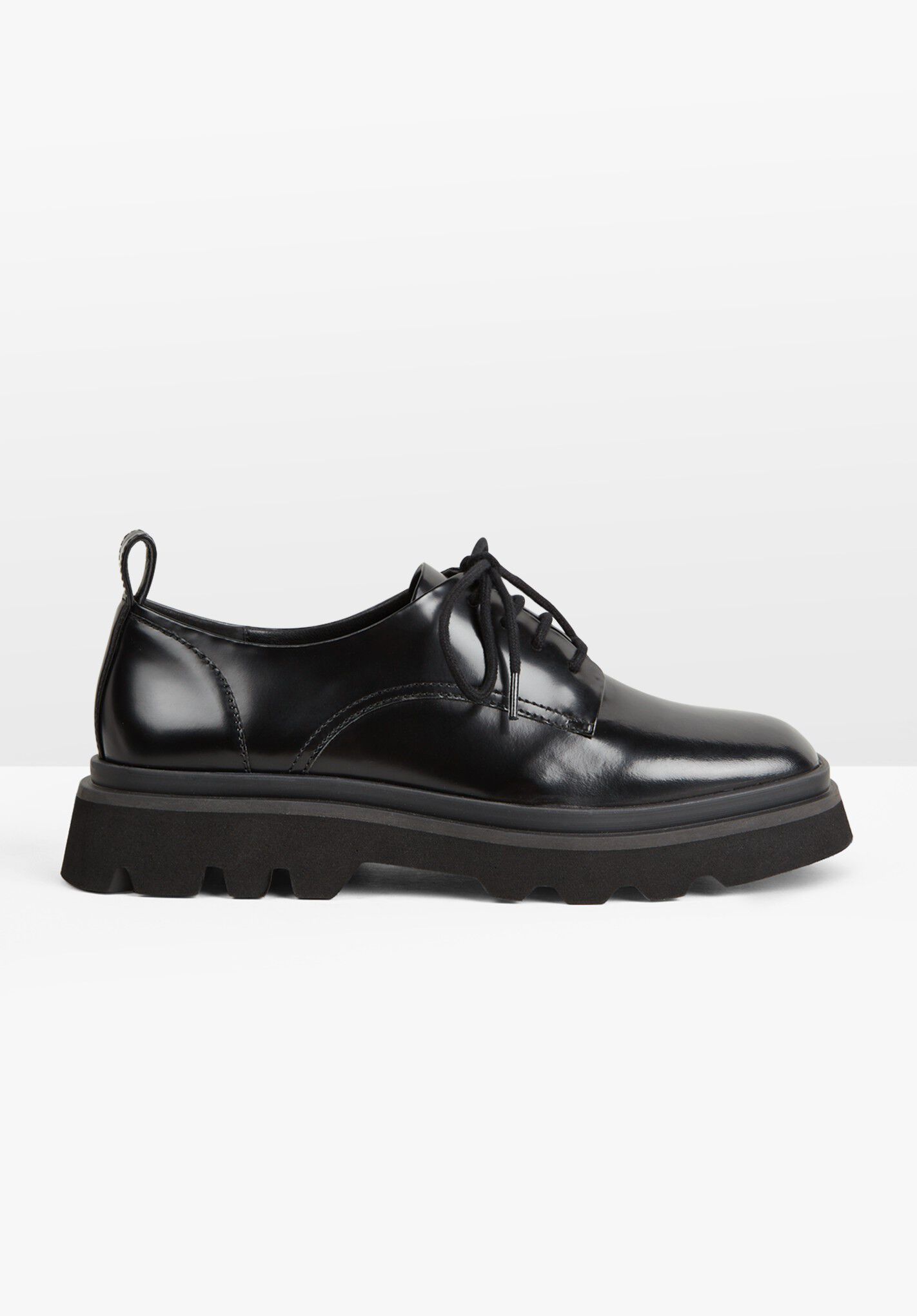 Leather lace sales up flats