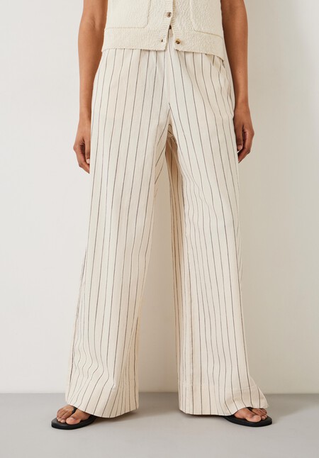 Elissia Striped Cotton Wide Leg Trousers