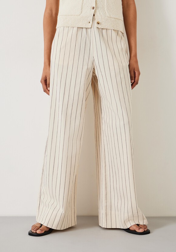 Elissia Striped Cotton Wide Leg Trousers