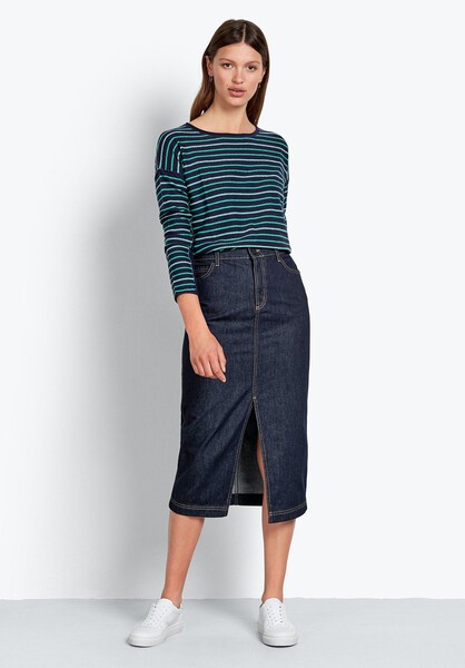 Denim Midi Split Skirt