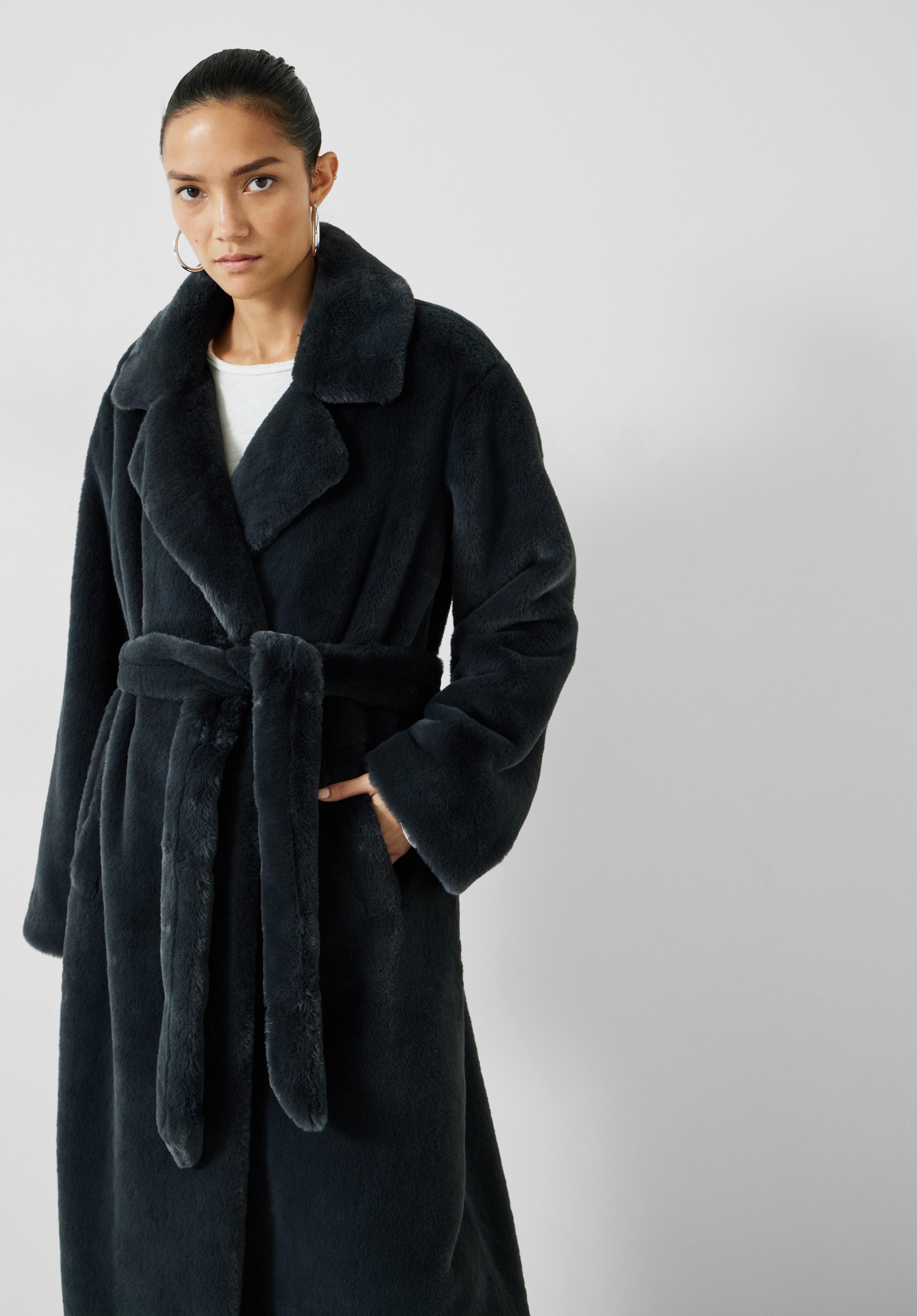 Faux fur belted coat cheap