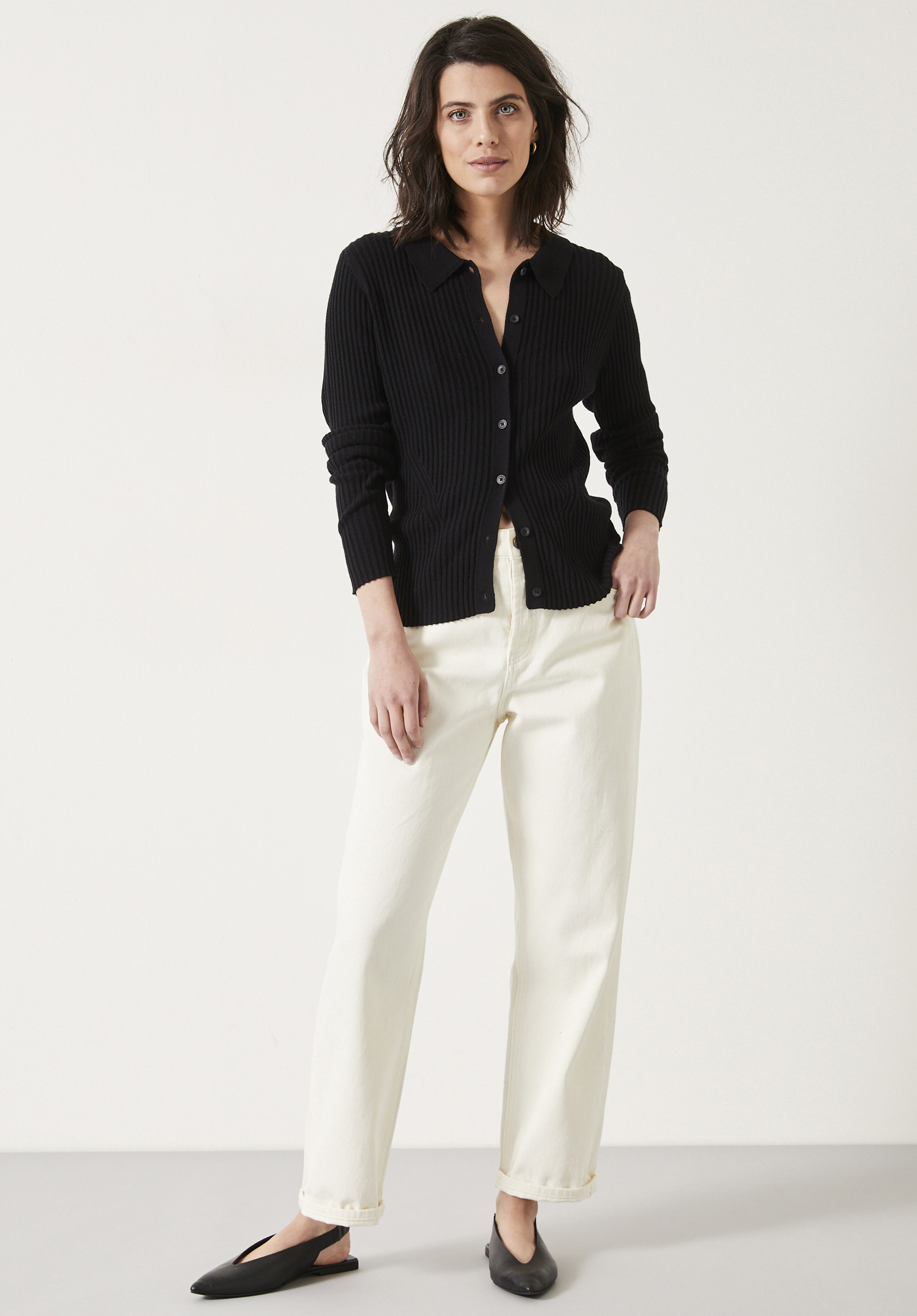 Miquita Collared Knitted Cardigan Black hush