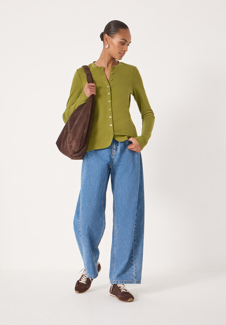 Button Detail Jersey Cardigan